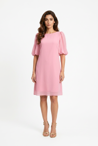 Prosta sukienka z bufiastymi rękawami