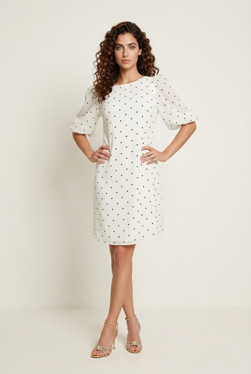 Prosta sukienka z bufiastymi rękawami